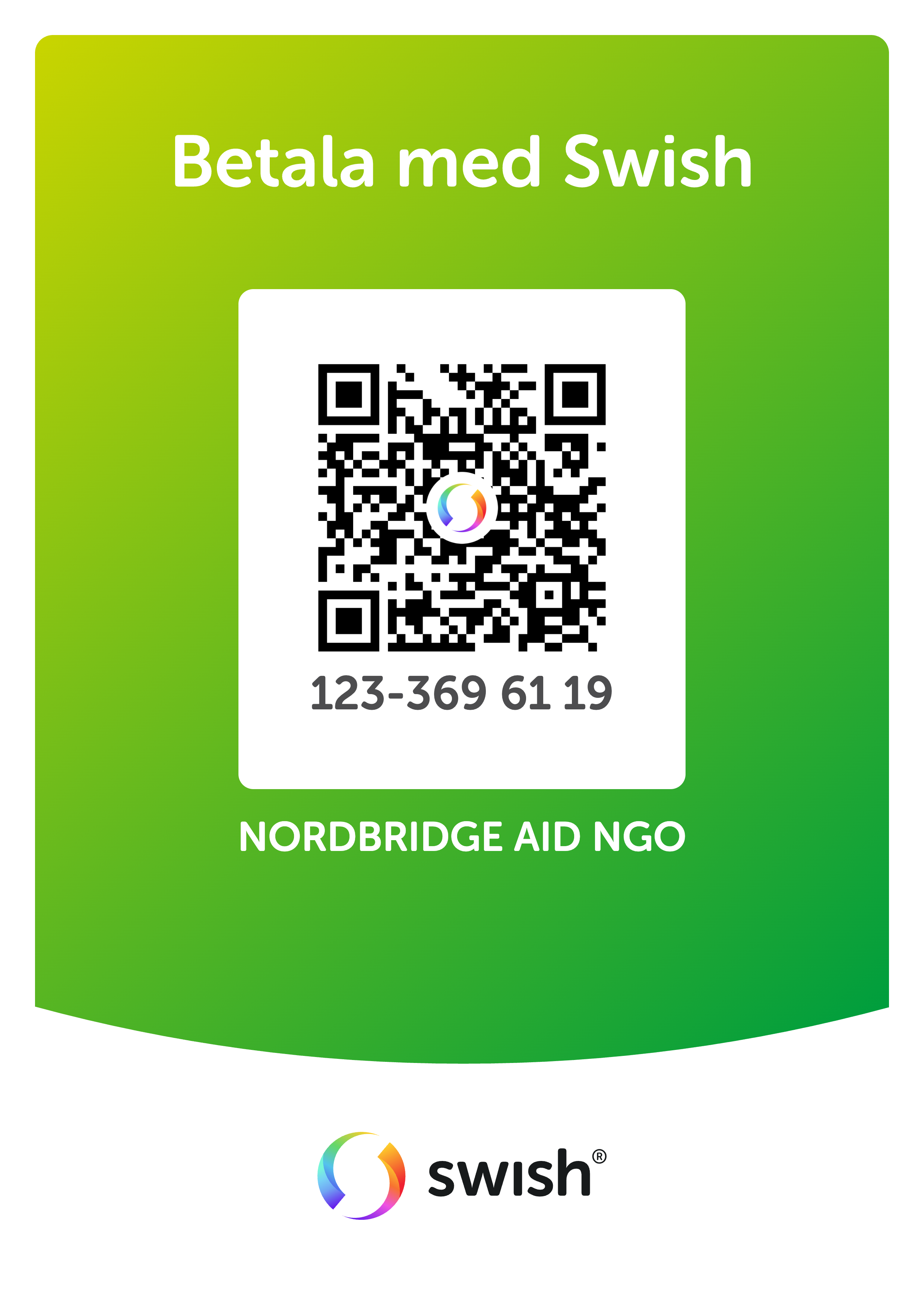 Scan this QR code with Swish to donate to NordBridge Aid